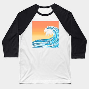 Ocean Wave Faded Sunset Baseball T-Shirt